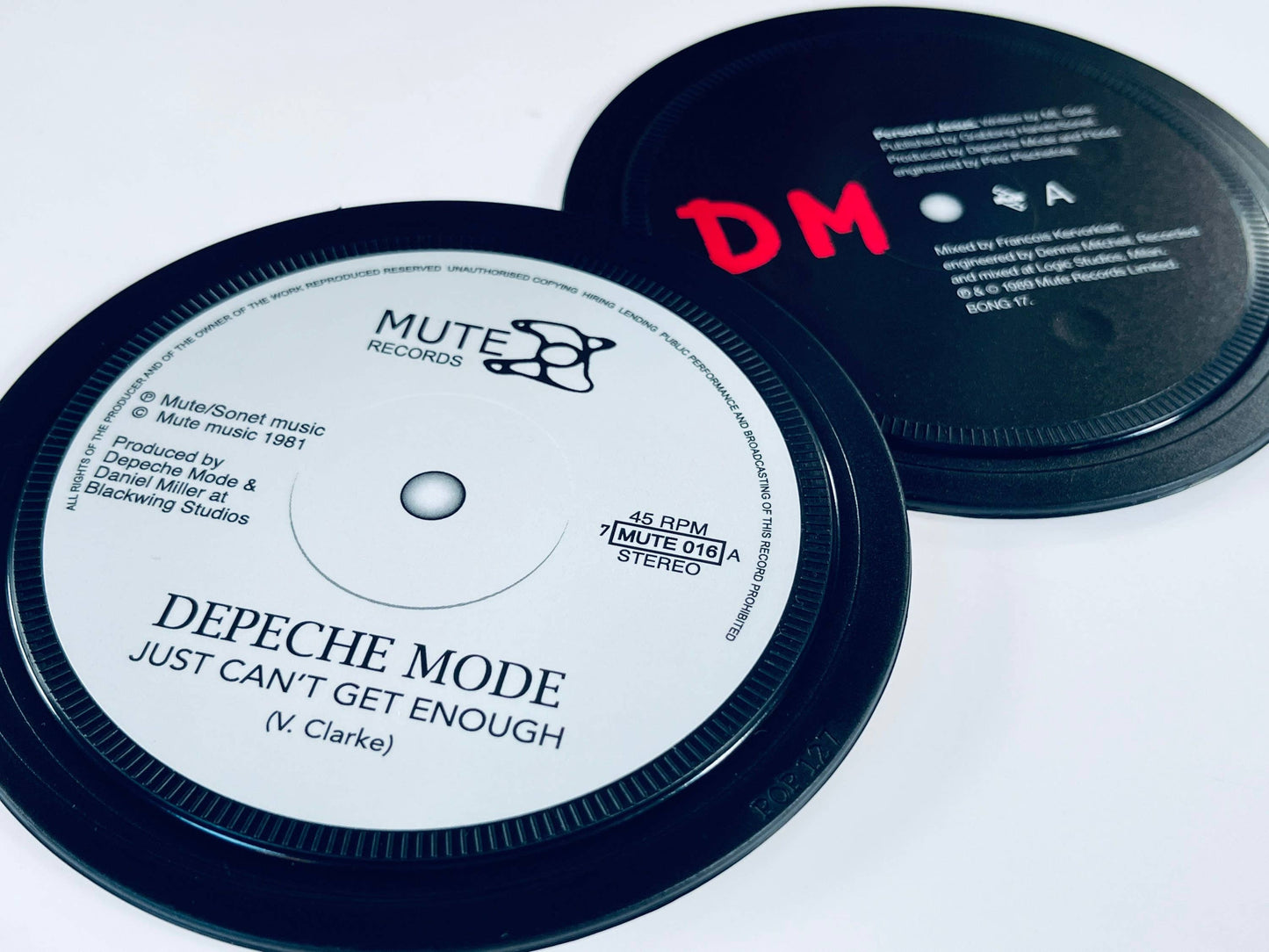 Depeche Mode. 2 record label coasters. Popsters.