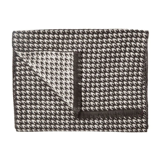 Classic Black And White Houndstooth Bamboo Scarf