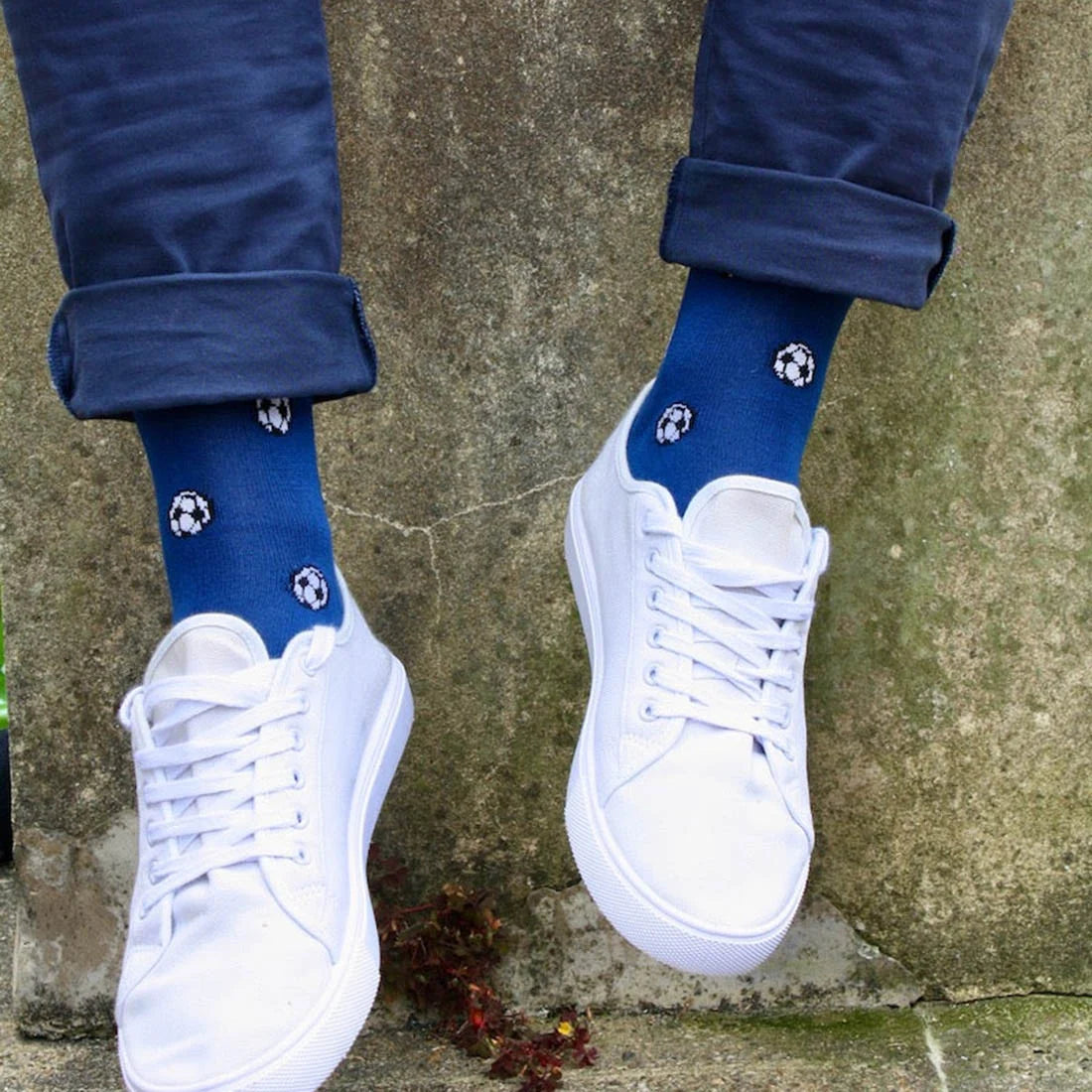 Blue Football Bamboo Socks 7-11 UK