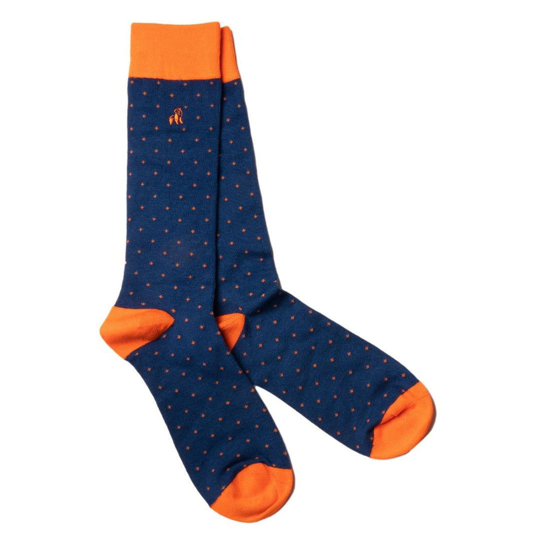 Spotted Orange Bamboo Socks 7-11 UK